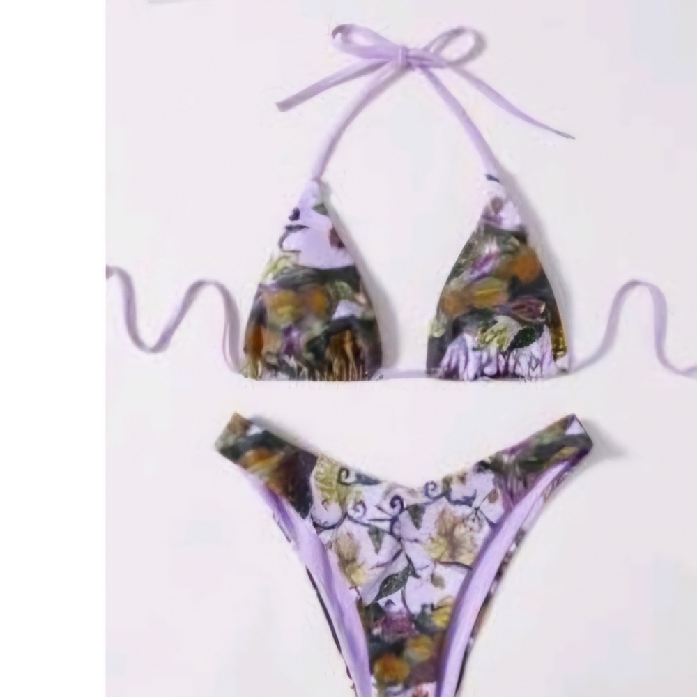 Women's (XL) Purple Floral Bikini - New